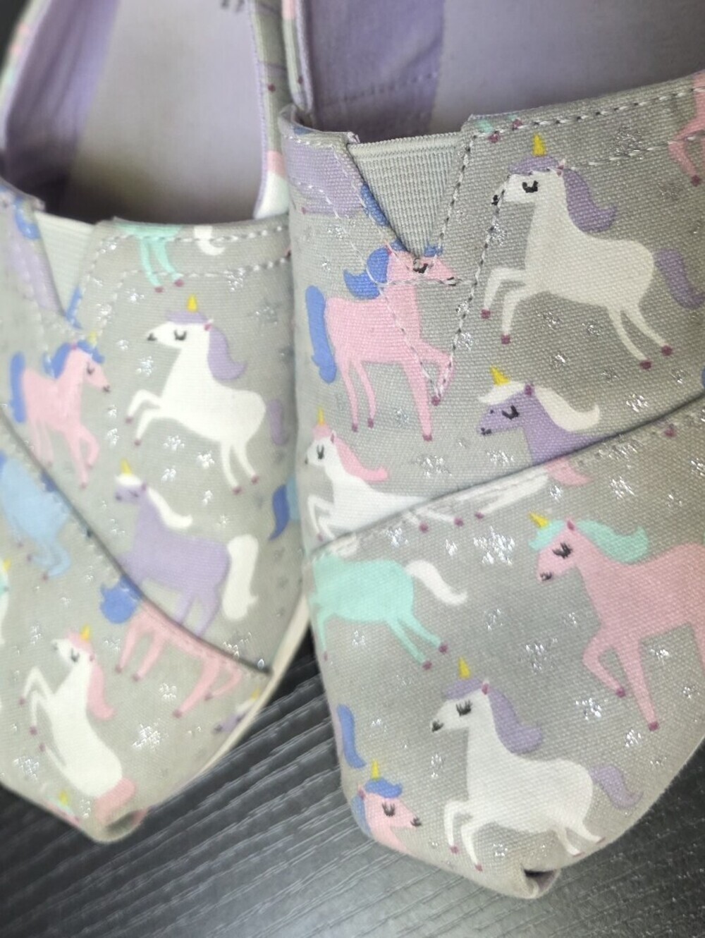 Toms Pastel Unicorn Slip-On Sneakers in Grey